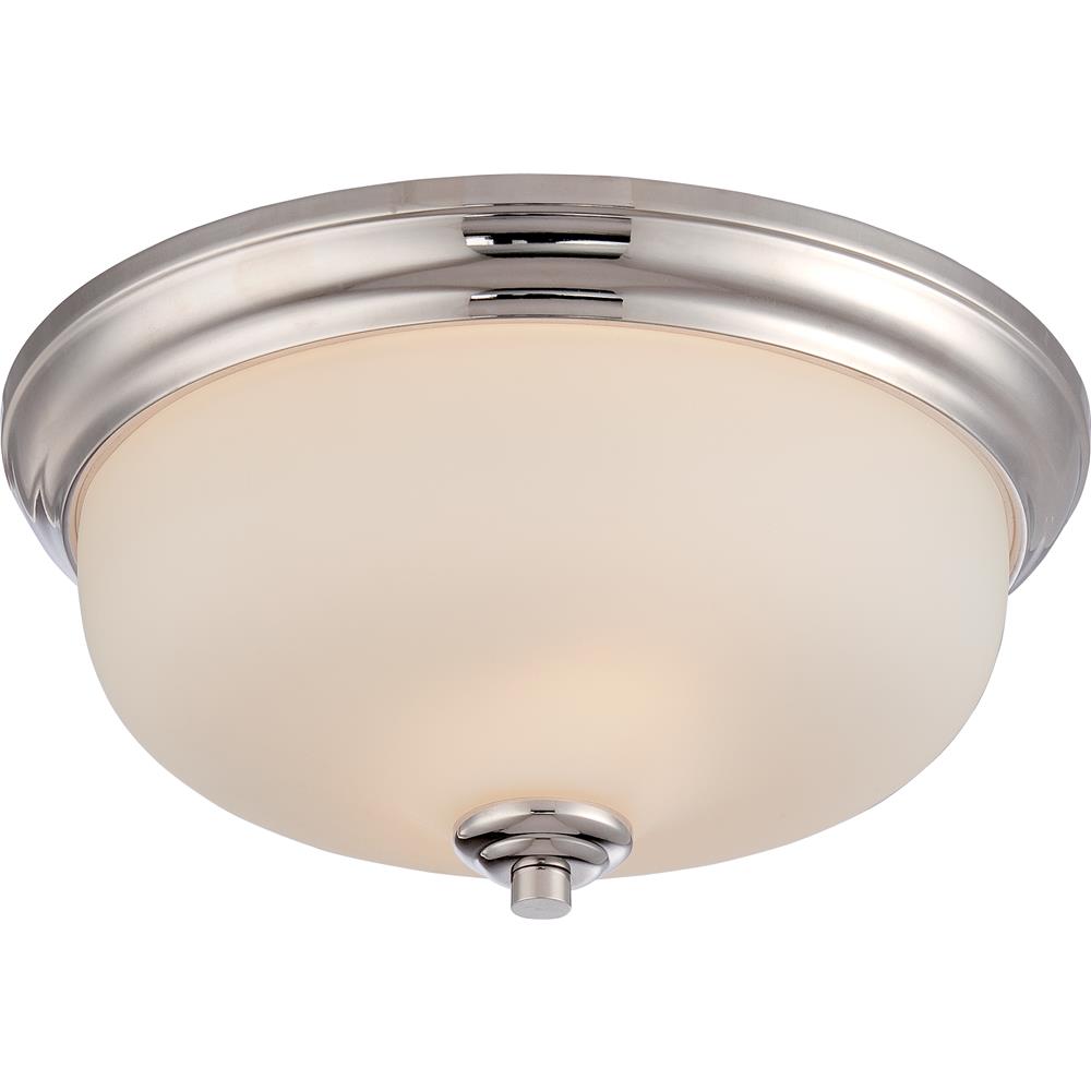 Nuvo Lighting 62/383  Kirk - 2 Light Flush Fixture with Etched Opal Glass - LED Omni Included in Polished Nickel Finish